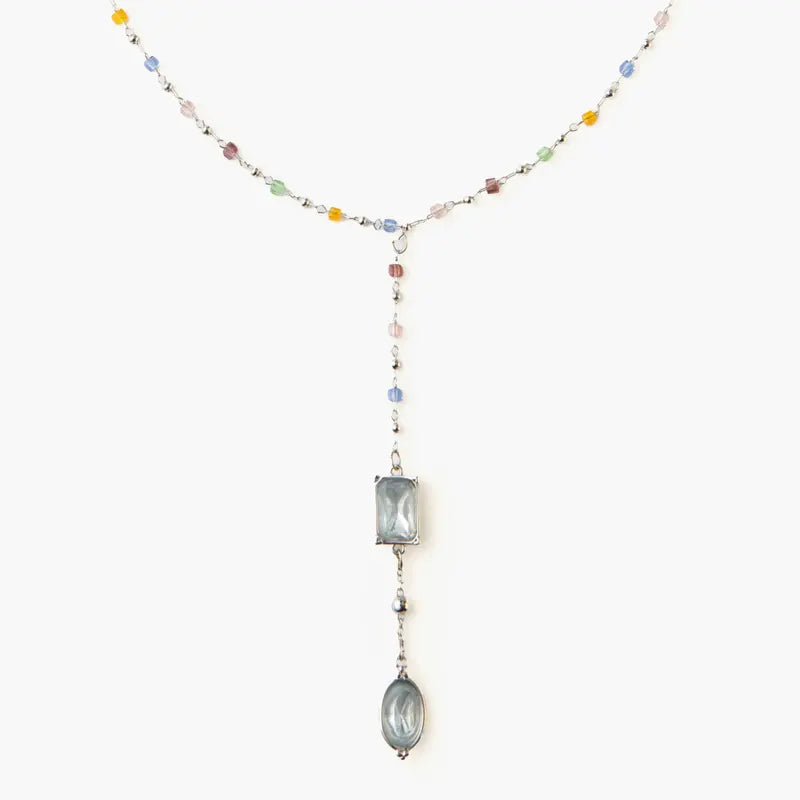 Color Bead Lariat Y Necklace Daily Layering