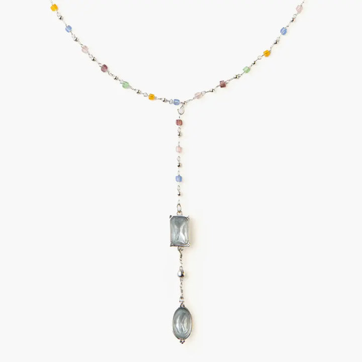 Color Bead Lariat Y Necklace Daily Layering