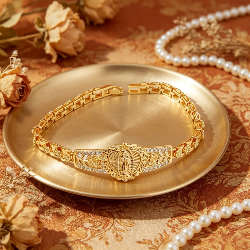 Virgin Mary Bracelet Floral Chain Gift