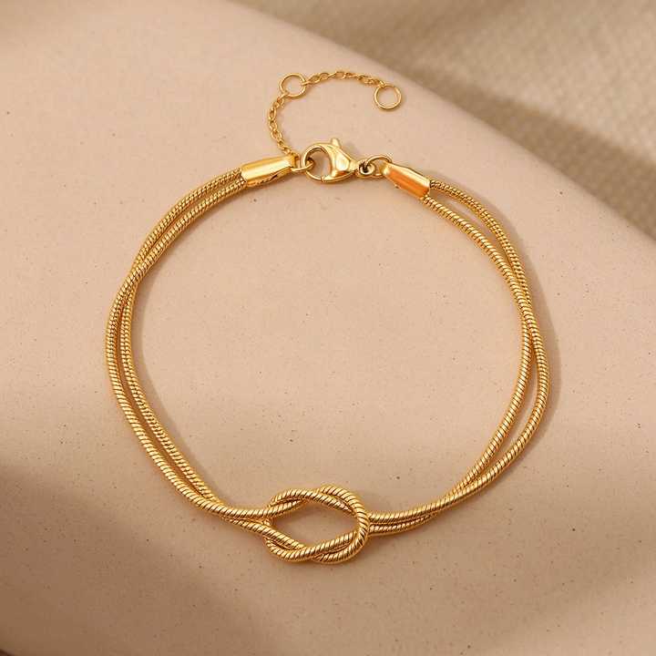 Double Strand Knot Snake Chain Bracelet