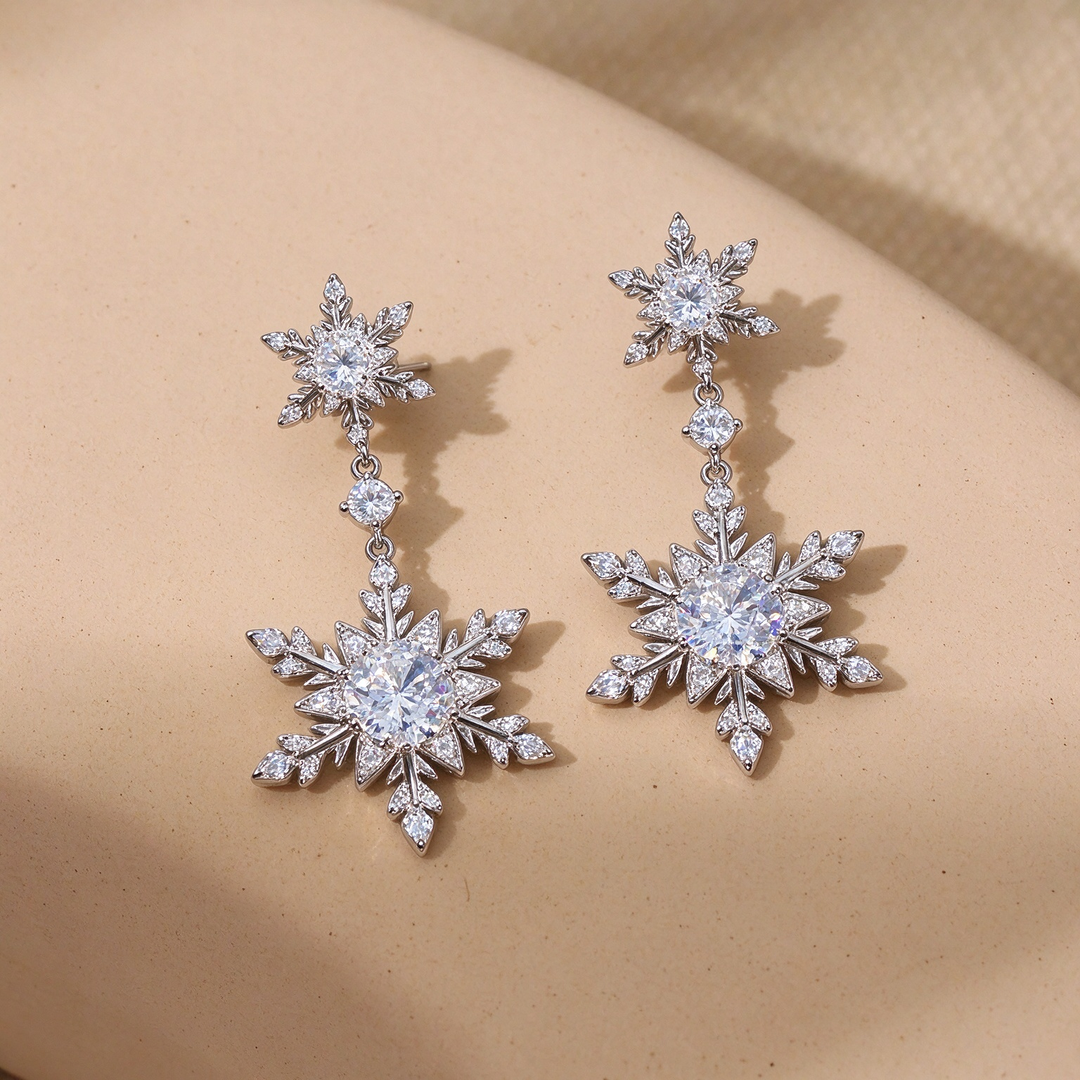 Sparkling Snowflake Drop Earrings