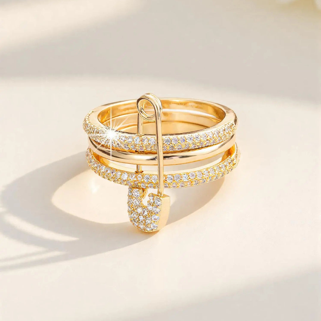 Safety Pin Stackable Layer Ring Set Party Accessory
