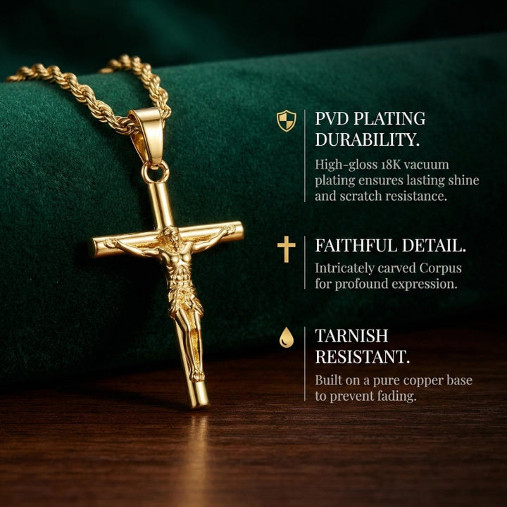 Twisted Chain Jesus Cross Necklace