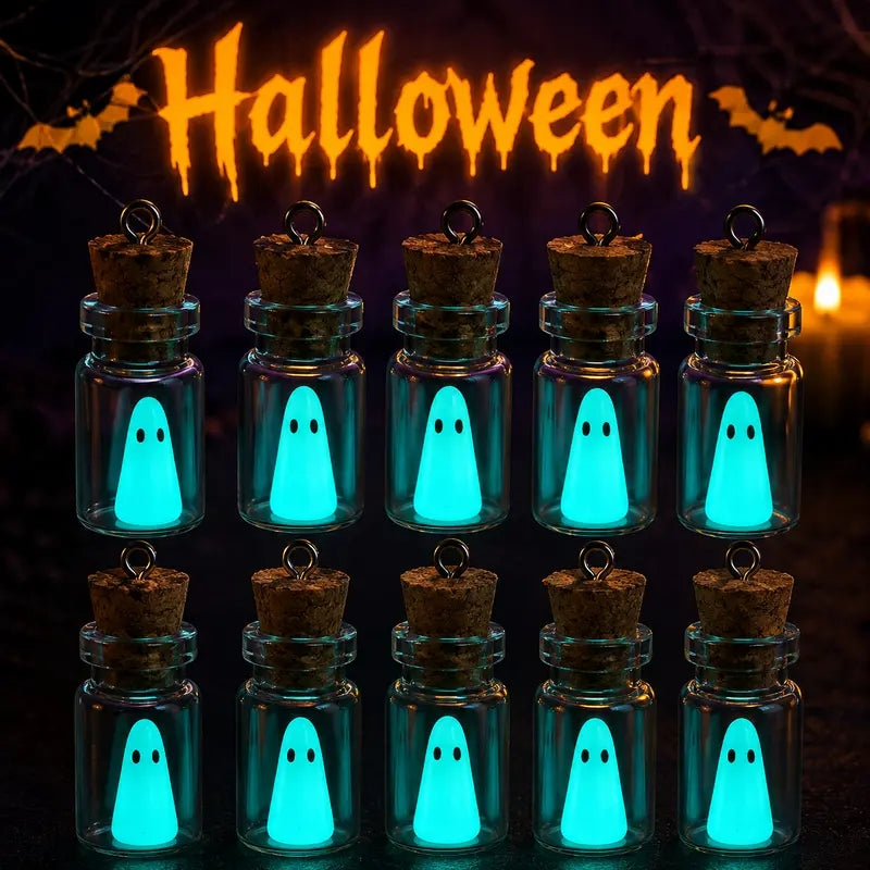 Glow Ghost Bottle Halloween Jewelry Set