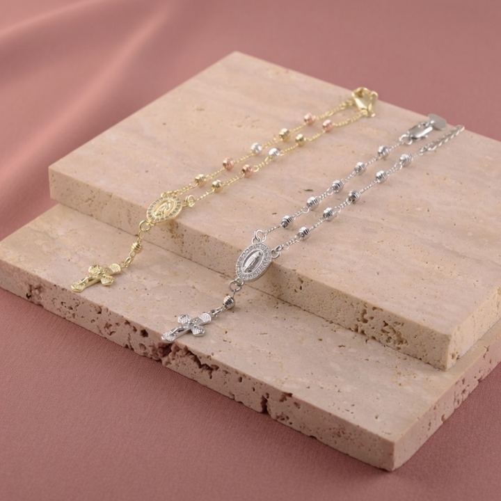 Virgin Mary  Rosary Cross Beaded Bracelet