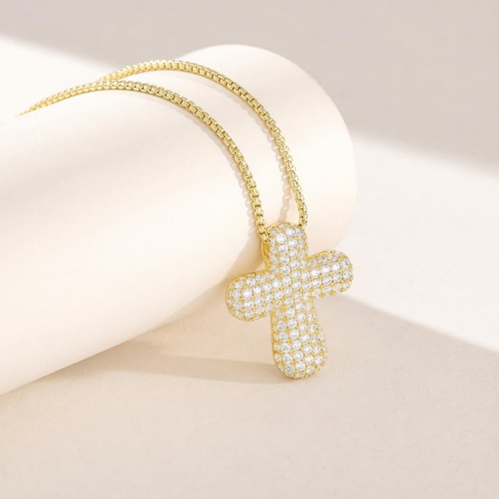 Bubble Cross Zircon Necklace