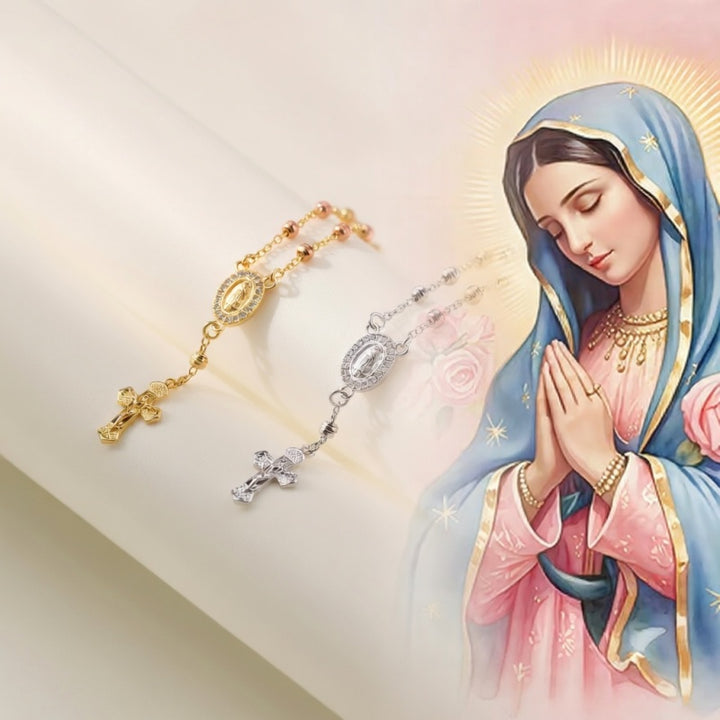Virgin Mary  Rosary Cross Beaded Bracelet