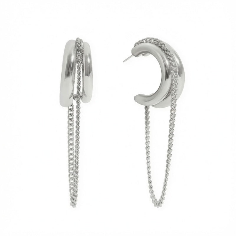Connected Chain Hoop Earrings