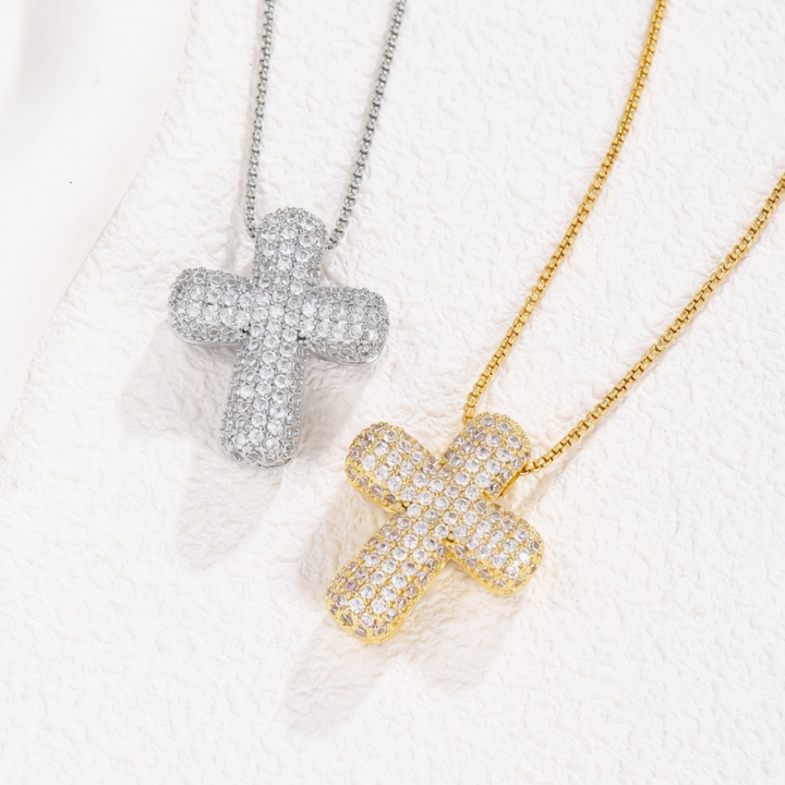 Bubble Cross Zircon Necklace