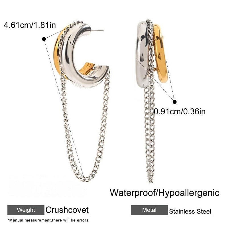 Connected Chain Hoop Earrings