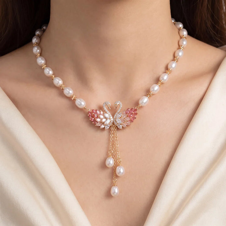 Swan Pearl Drop Necklace