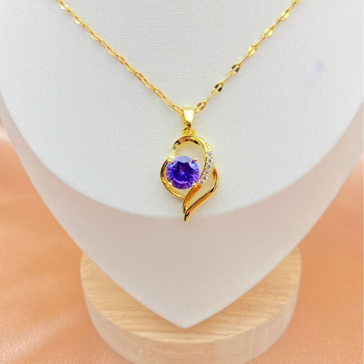 Purple Zircon Heart Necklace