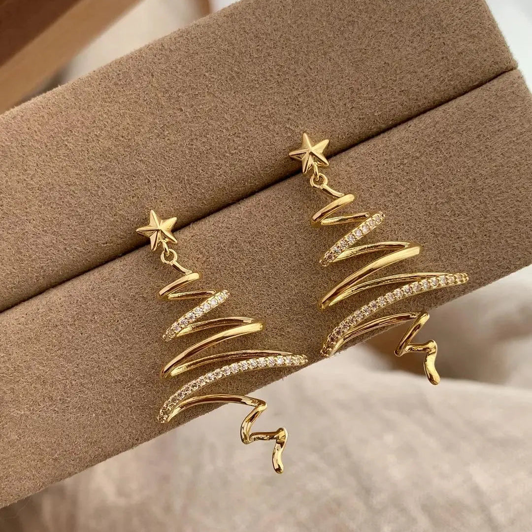 Christmas Tree Spiral Drop Earrings