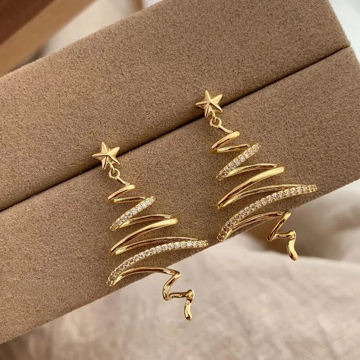 Christmas Tree Spiral Drop Earrings