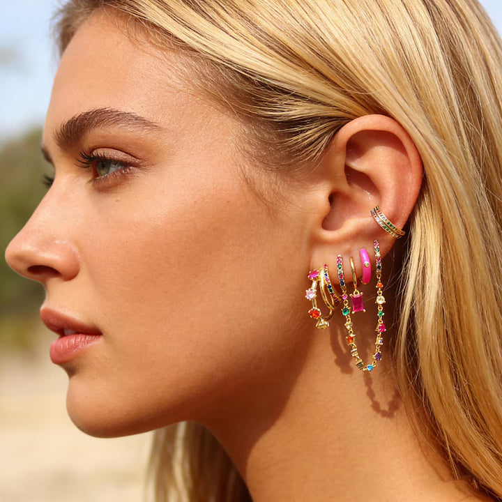 Rainbow Zircon Multi Style Stackable Earring Set