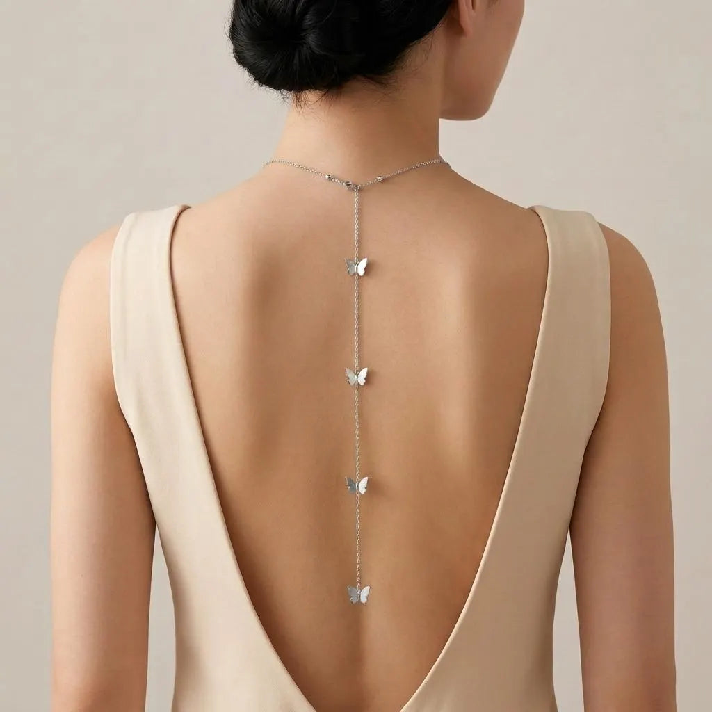 Butterfly Back Drop Necklace Daily Party Jewelry