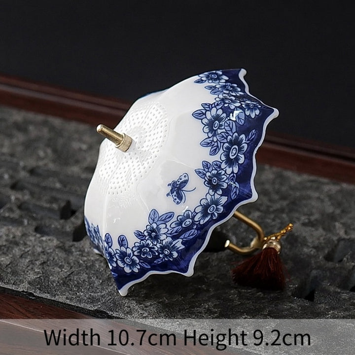 Blue and White Porcelain Umbrella Tea Strainer