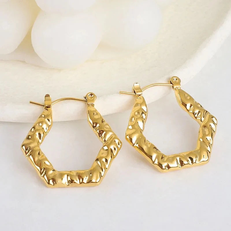 Hammered Geometric Hoop Earrings