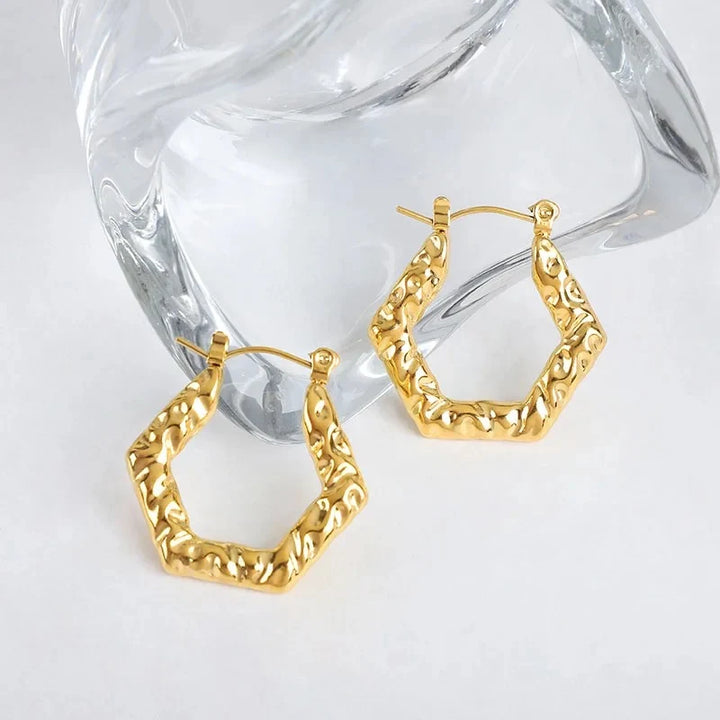 Hammered Geometric Hoop Earrings