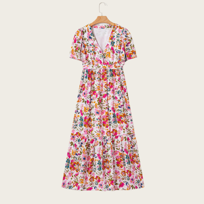 Floral V-Neck High Waist Maxi Dress