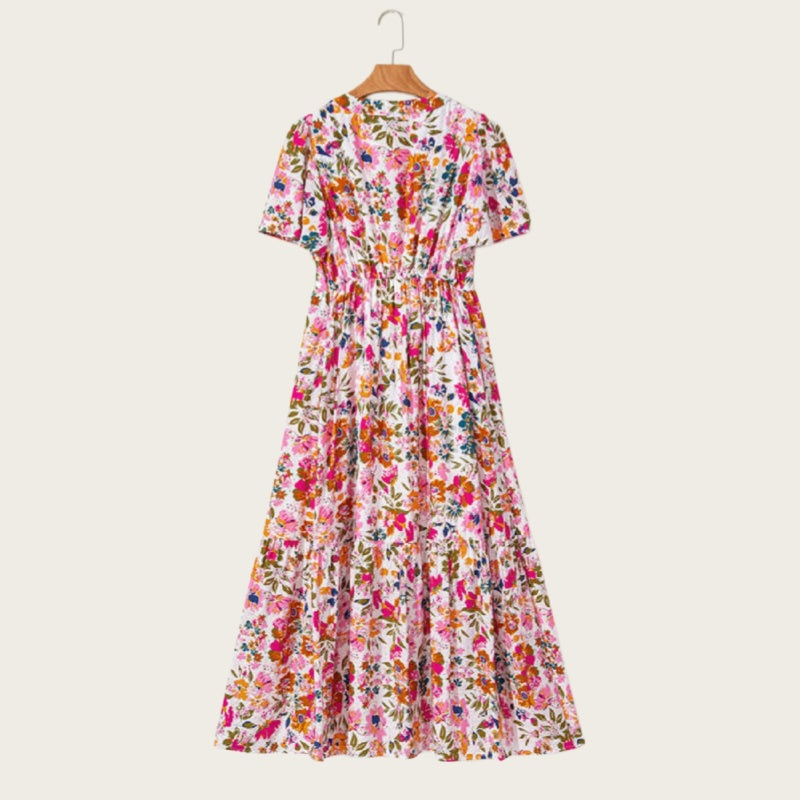 Floral V-Neck High Waist Maxi Dress