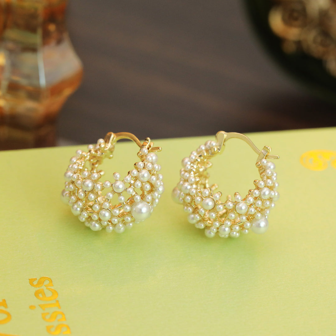 Turquoise and zircon hoop earrings for everyday wear