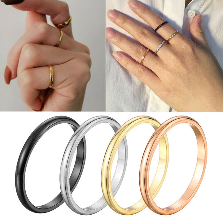 Minimal Polished Titanium Steel Band Ring
