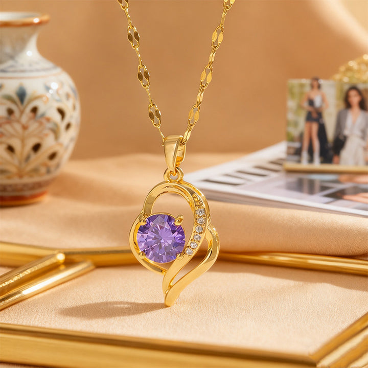 Purple Zircon Heart Necklace