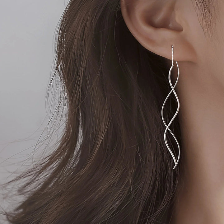 Sculpted Wave Threader Earrings