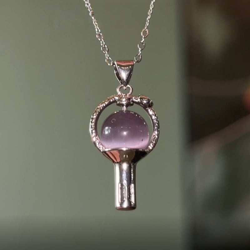 Purple Glass Bead Pendant Necklace