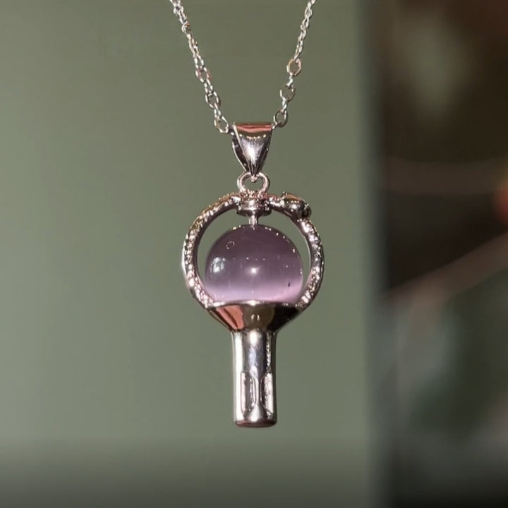 Purple Glass Bead Pendant Necklace